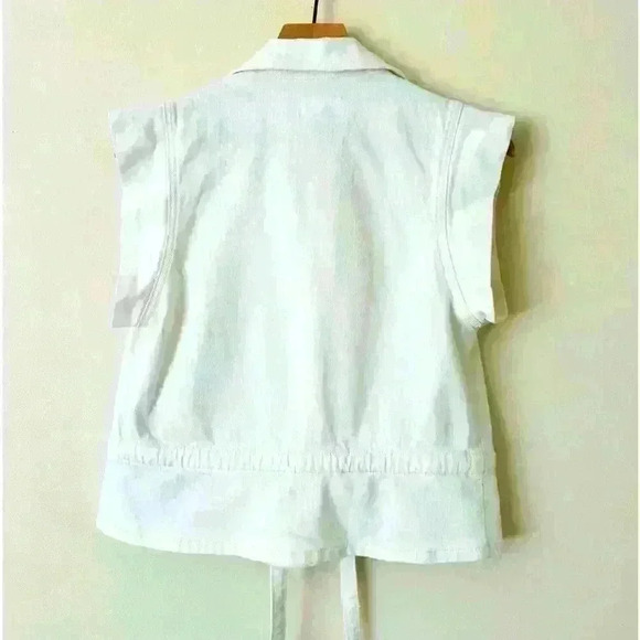 7 For All Mankind White Sleeveless‎ Belted Shirt Size M - Picture 4 of 7